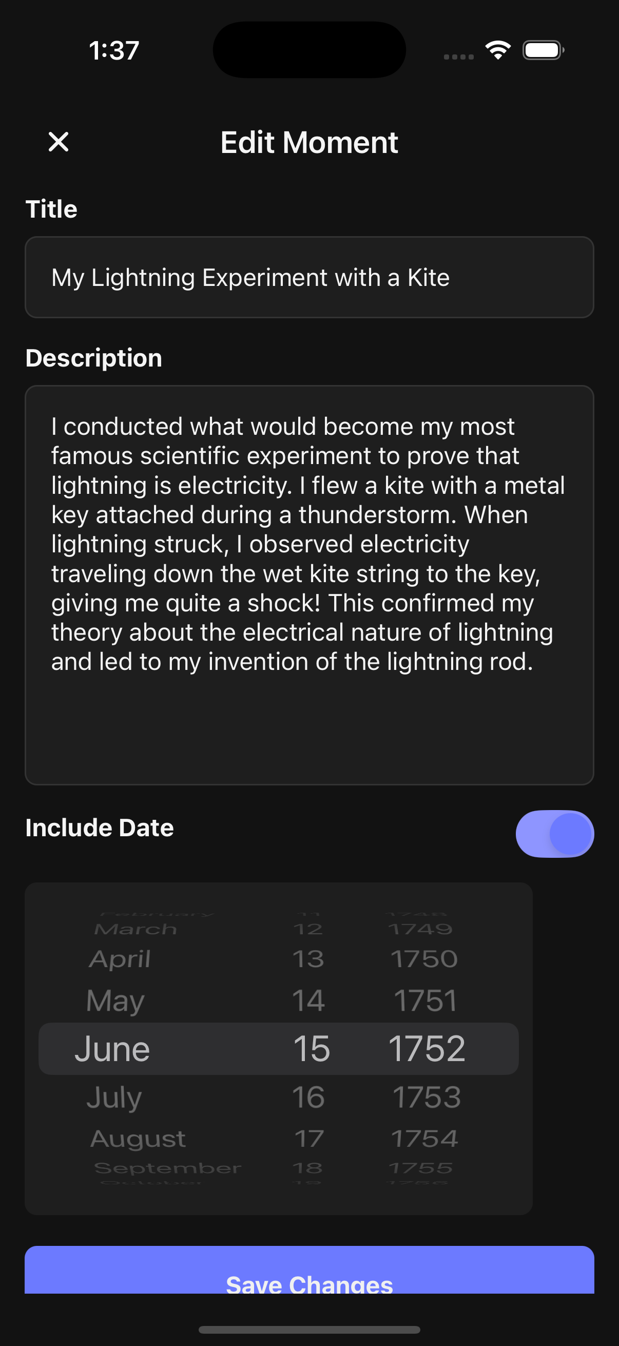 Screenshot of Give Story - Edit Moments