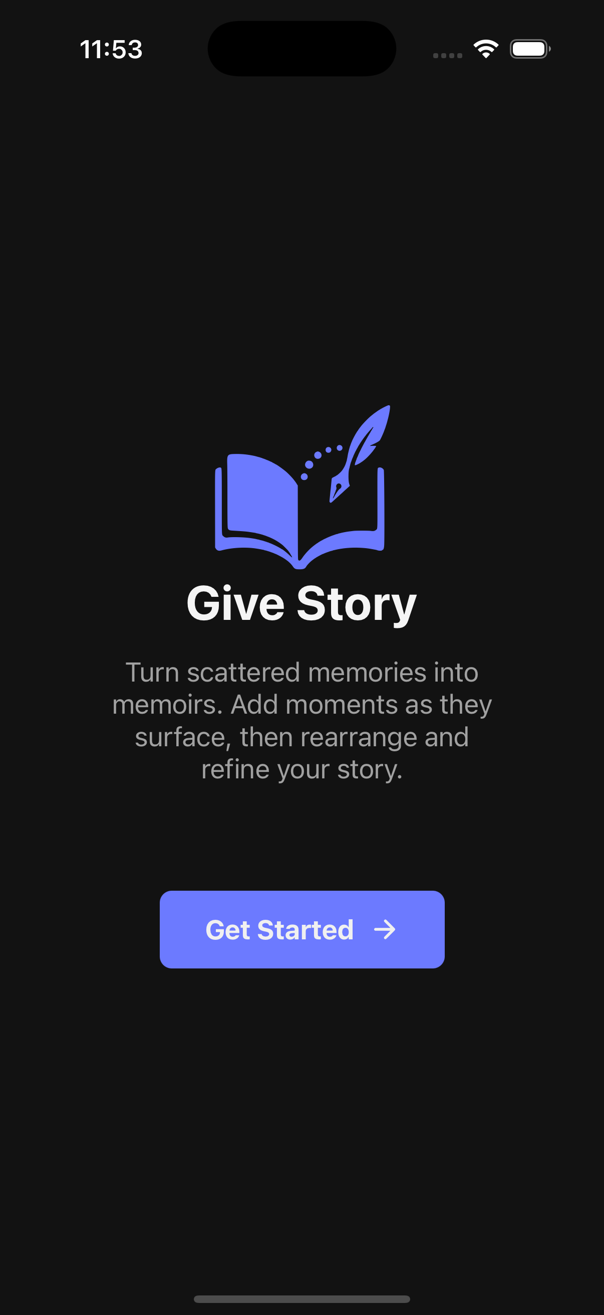 Screenshot of Give Story - Home